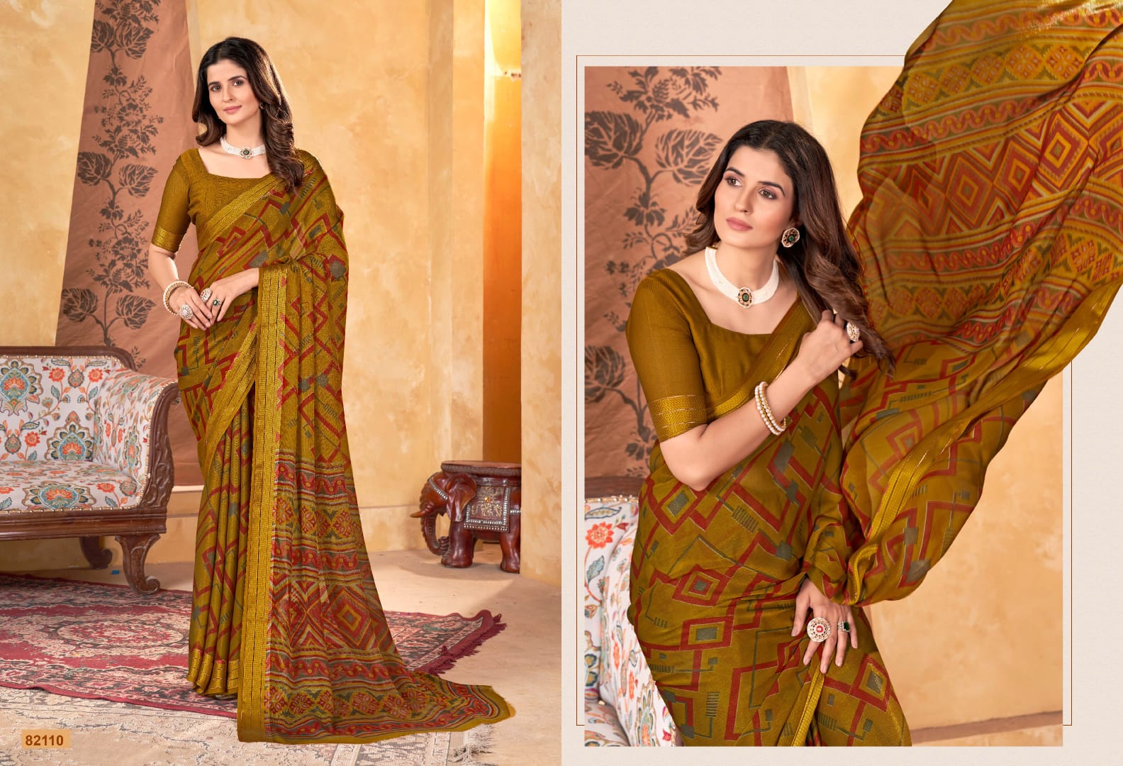 Madhvi Vol 2 By Vipul Shimer Chiffon Wholesale Saree Suppliers In Mumbai